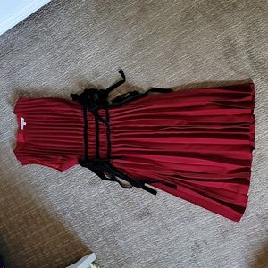 Red pleated dress